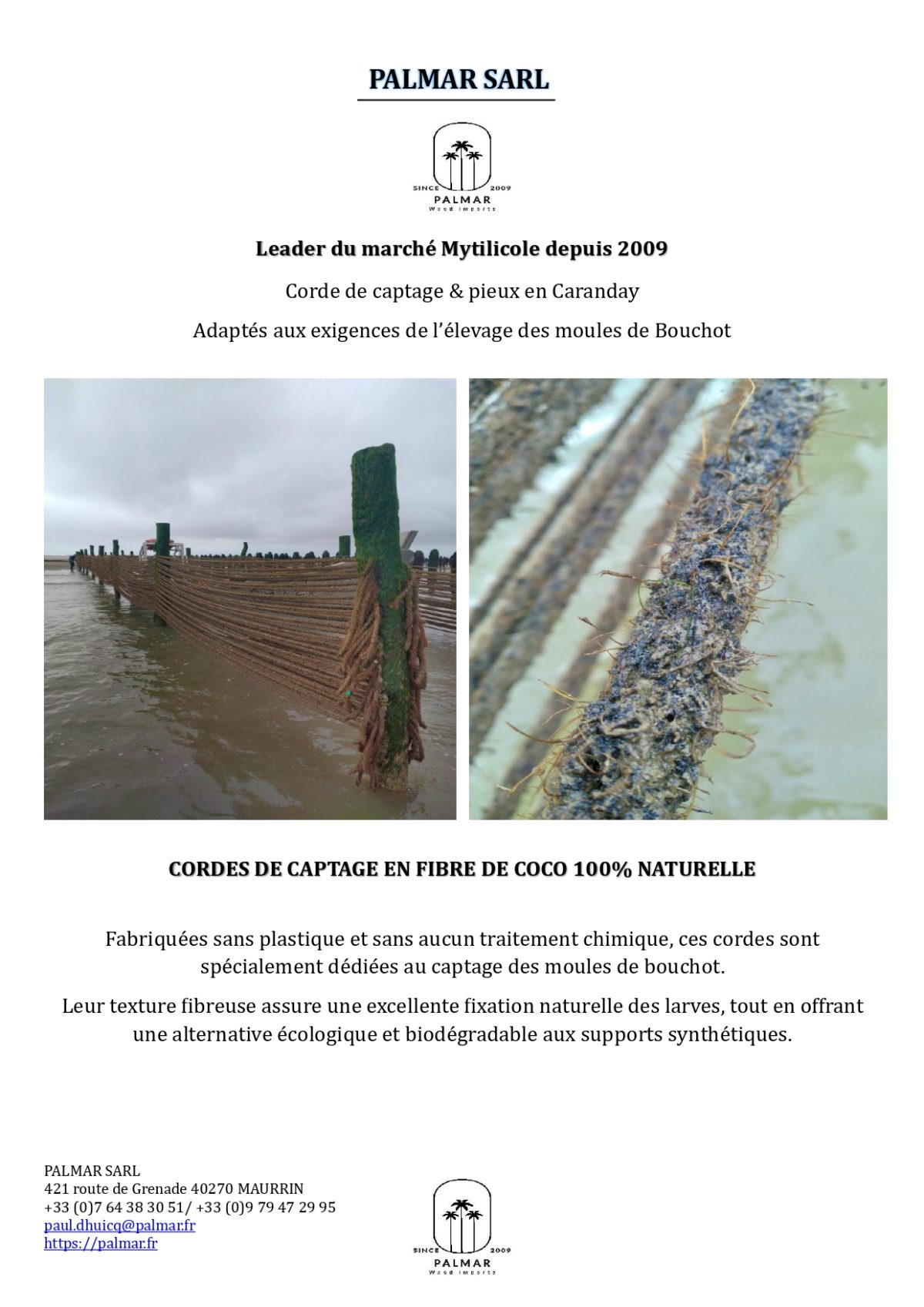 PALMAR SARL - Corde de captage en fibre de coco